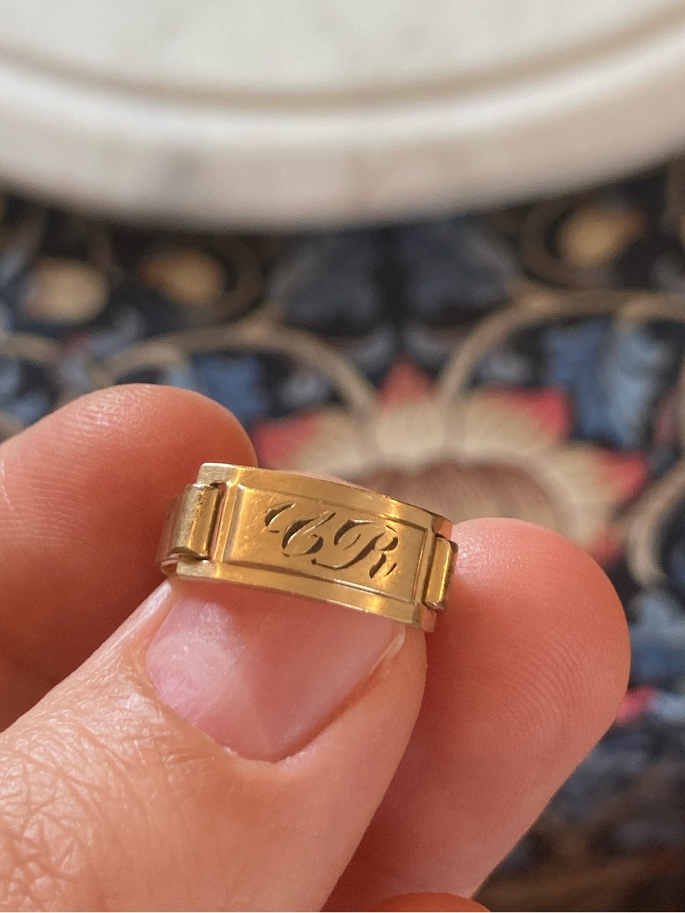 Antique “CR” Monogram Gold-Filled Ring Signed Maker’s Mark